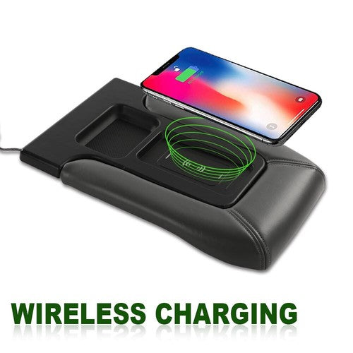 Solid Spare Fit For 2001-2007 Silverado Sierra Center Console Armrest Wireless Charging Gray