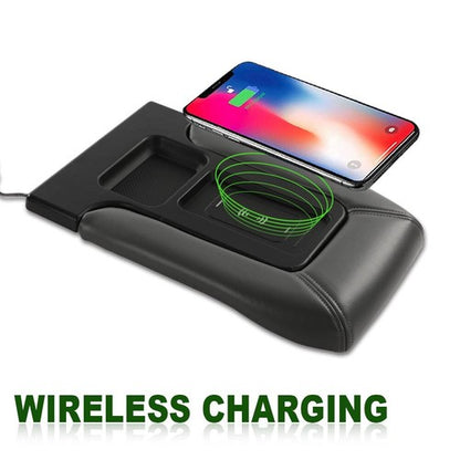 Solid Spare Fit For 2001-2007 Silverado Sierra Center Console Armrest Wireless Charging Gray