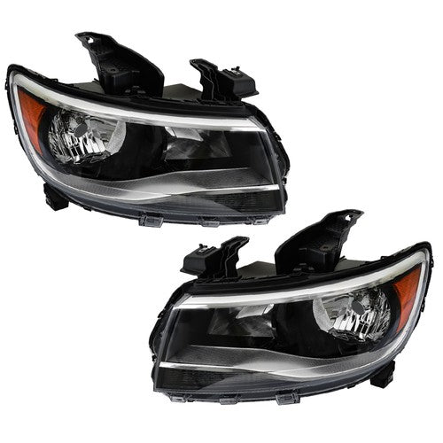 Solid Spare For Chevy Colorado 2015-2022 LH+RH Headlights Headlamps Clear Lens Halogen Black