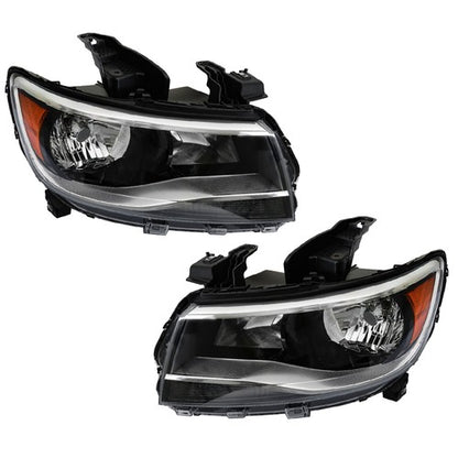 Solid Spare For Chevy Colorado 2015-2022 LH+RH Headlights Headlamps Clear Lens Halogen Black