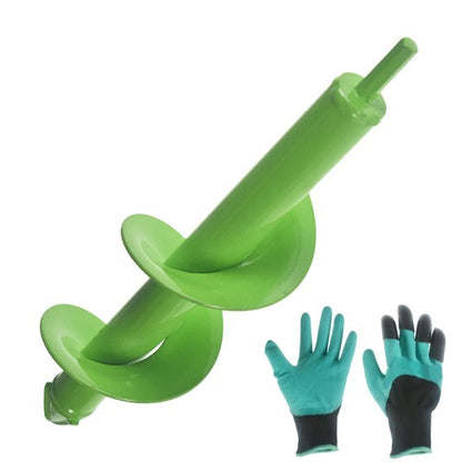 Solid Spare Garden Planting Auger 3x12Inch,Heavy Duty Solid with Thickened Spirals Green