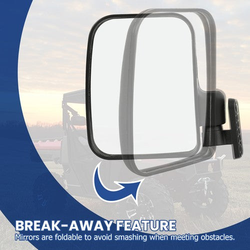 Solid Spare For Polaris Ranger XP 900 2013-2019 Pair (LH+RH) Side Rear View Mirror Set