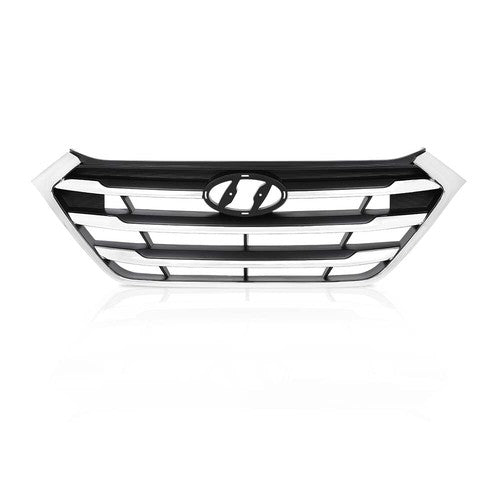 Solid Spare Fit For 2016-2018 Hyundai Tucson Front Bumper Upper Grille Grill w/ Chrome Trim