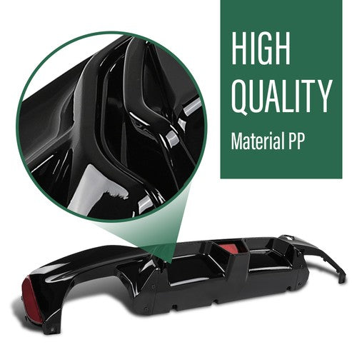 Solid Spare Gloss Black For BMW G30 M Sport 17-23 M5 CS Style Rear Bumper Diffuser W/Red LED