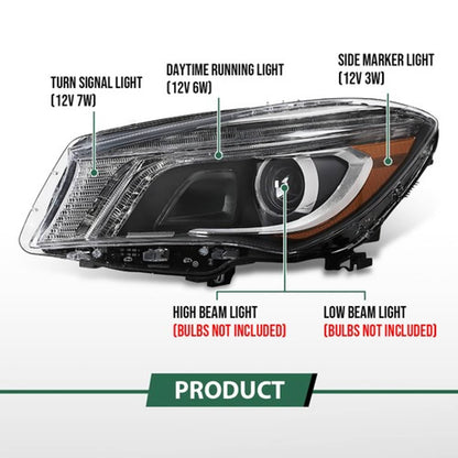 Solid Spare Xenon Headlights Left & Right Side Fit For 14-16 Mercedes-Benz CLA-Class CLA250