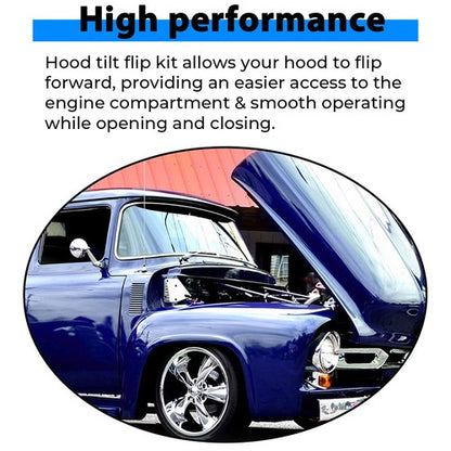 Solid Spare For 1953-1956 Ford F100 F-100 Hood flip Tilt Combo Kit Stainless Steel Rubber