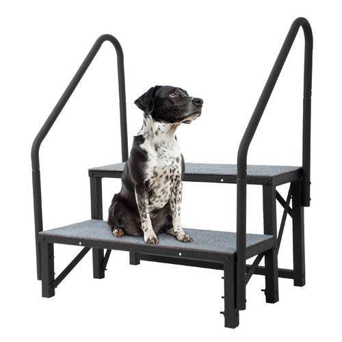 Solid Spare 2 Step RV Steps with 2 Handrails w/Step Mat 660 lbs Load Capacity For Trailers