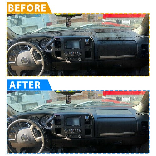 Solid Spare Black Dash Cover For 2007-2013 Silverado 1500 LS LT 1-Piece Textured Overlay
