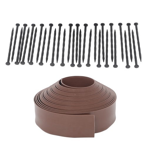 Solid Spare L-shaped Lawn Garden Edging Kit With Anchoring Spikes Plastic No Dig Lawn Border