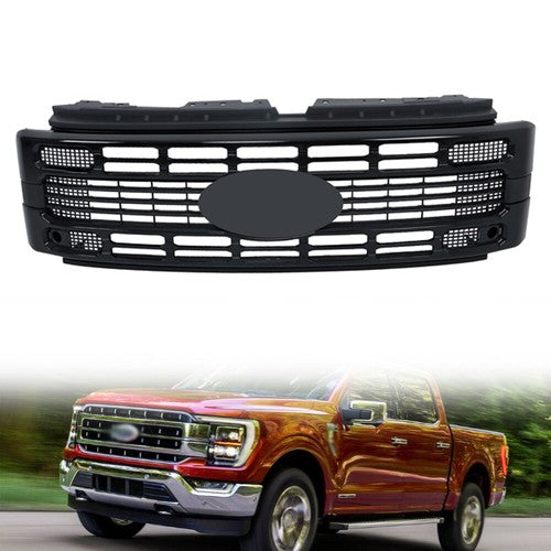 Solid Spare Fit For Ford F250 XL/XLT 2023 2024 Gloss Black Plastic Front Upper Grill Grille
