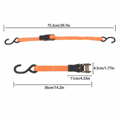 Solid Spare 2 Pack Ratchet Strap Polyester Orange Fracture Strength 2400lbs 1in*4ft S Hooks
