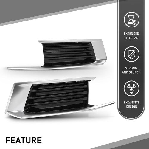 Solid Spare Fit For 2018-2019 Cadillac XTS Front Bumper Insert Fog Light Cover Left+Right