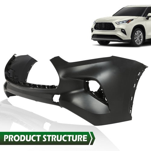 Solid Spare Front Bumper Cover Black Fit For 2020-2022 Toyota Highlander L LE XLE