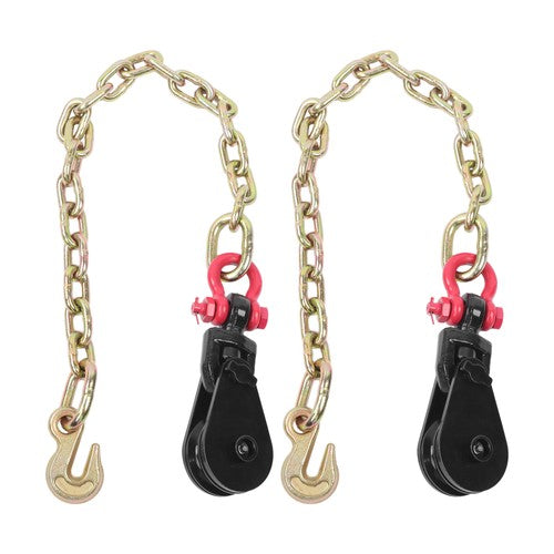 Solid Spare 2 Pcs Chained Pulley 2 Ton G70 Snatch Block 2 FT Tow Chain for 3/8" Wire Rope