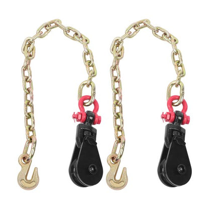 Solid Spare 2 Pcs Chained Pulley 2 Ton G70 Snatch Block 2 FT Tow Chain for 3/8" Wire Rope