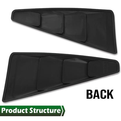 Solid Spare Fit For 05-14 Ford Mustang GT 1/4 Quarter Side Window Louver Cover Carbon Look