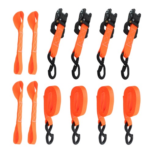 Solid Spare 4 Pack Steel Ratchet Strap Fracture Strength 5208lbs 1.6in*8ft with S Hooks