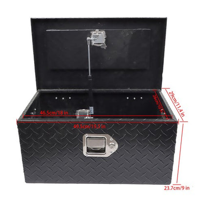 Solid Spare 20"×12"×9.5" Tool Box w/Keys For Pickup Trailer Black Aluminum Diamond Plate