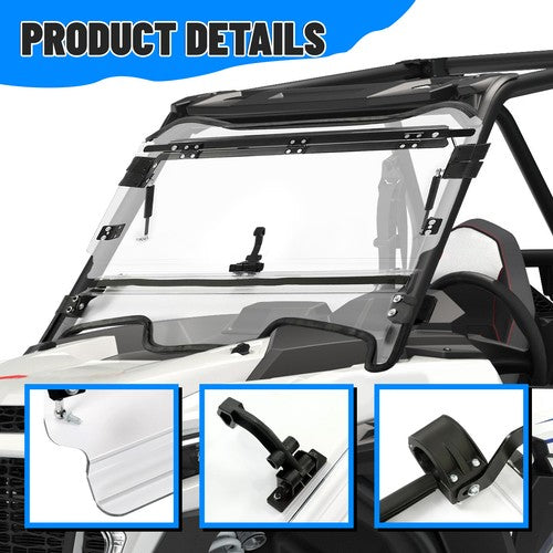 Solid Spare Scratch Resistant Flip Windshield For Polaris RZR XP Turbo S/ 2019+ XP 4 Turbo S