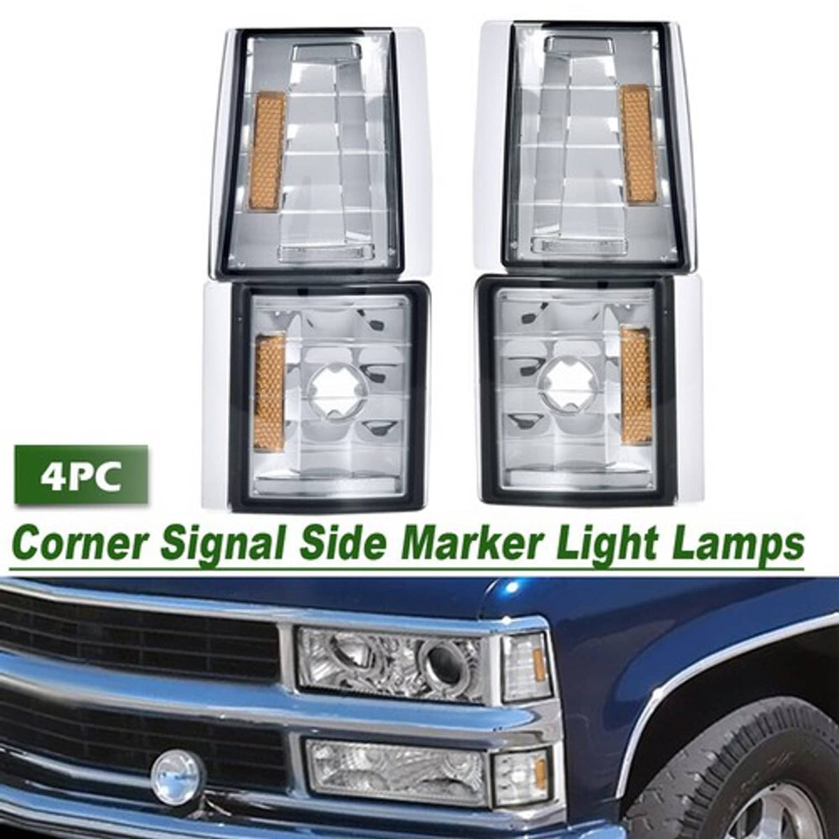 Solid Spare Fit For 1994-1998 Chevy C10 C/K Silverado Pickup Smoked Corner Turn Signal Light