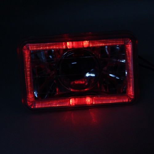 5" 4x6 inch Clear Lens Red LED Diamond Cut Semi Sealed Beam Projector Headlights