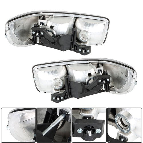 Solid Spare For GMC Sierra 1500 99-07 & Yukon 00-06 Headlight Black Housing Halogen Clear