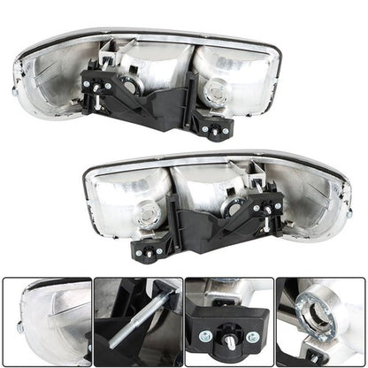 Solid Spare For GMC Sierra 1500 99-07 & Yukon 00-06 Headlight Black Housing Halogen Clear