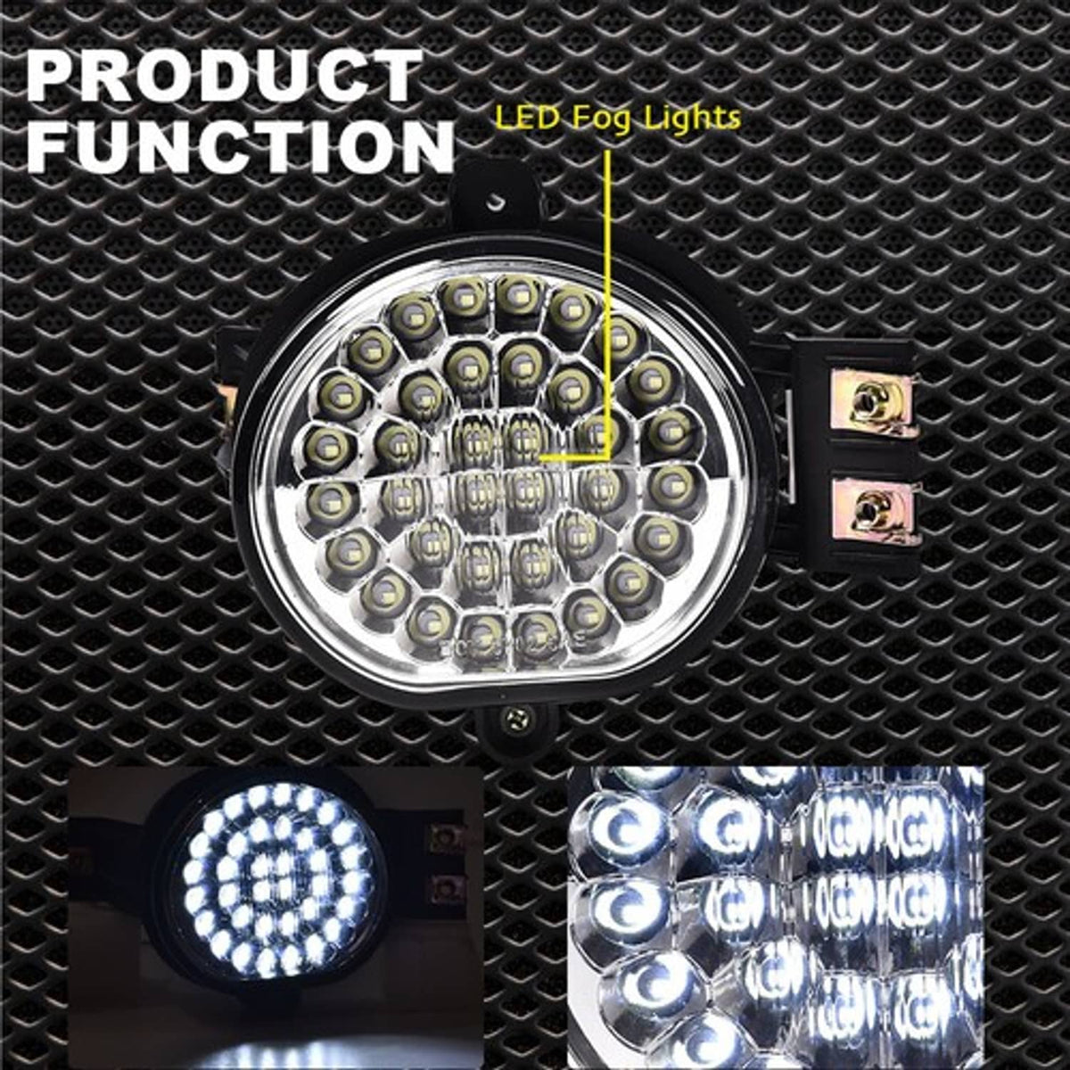 Solid Spare White Fit For 2002-2009 Dodge Ram 1500/2500/3500 Full LED Fog Lights Left+Right