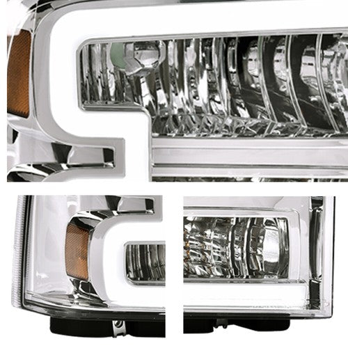 Solid Spare LED DRL Headlights For 2005-2007 Ford F250 F350 F450 F550 Super Duty LH+RH Pair