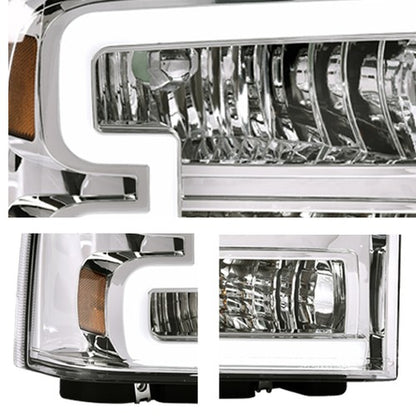 Solid Spare LED DRL Headlights For 2005-2007 Ford F250 F350 F450 F550 Super Duty LH+RH Pair
