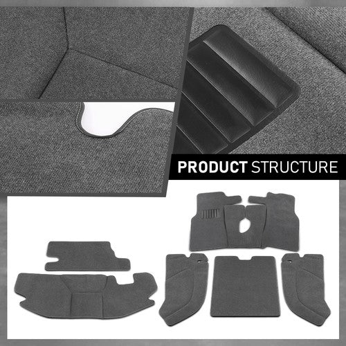 Solid Spare 6PCS Floor Mats Interior Carpets Rug Kit Gray Fit For 1997-2006 Jeep Wrangler TJ