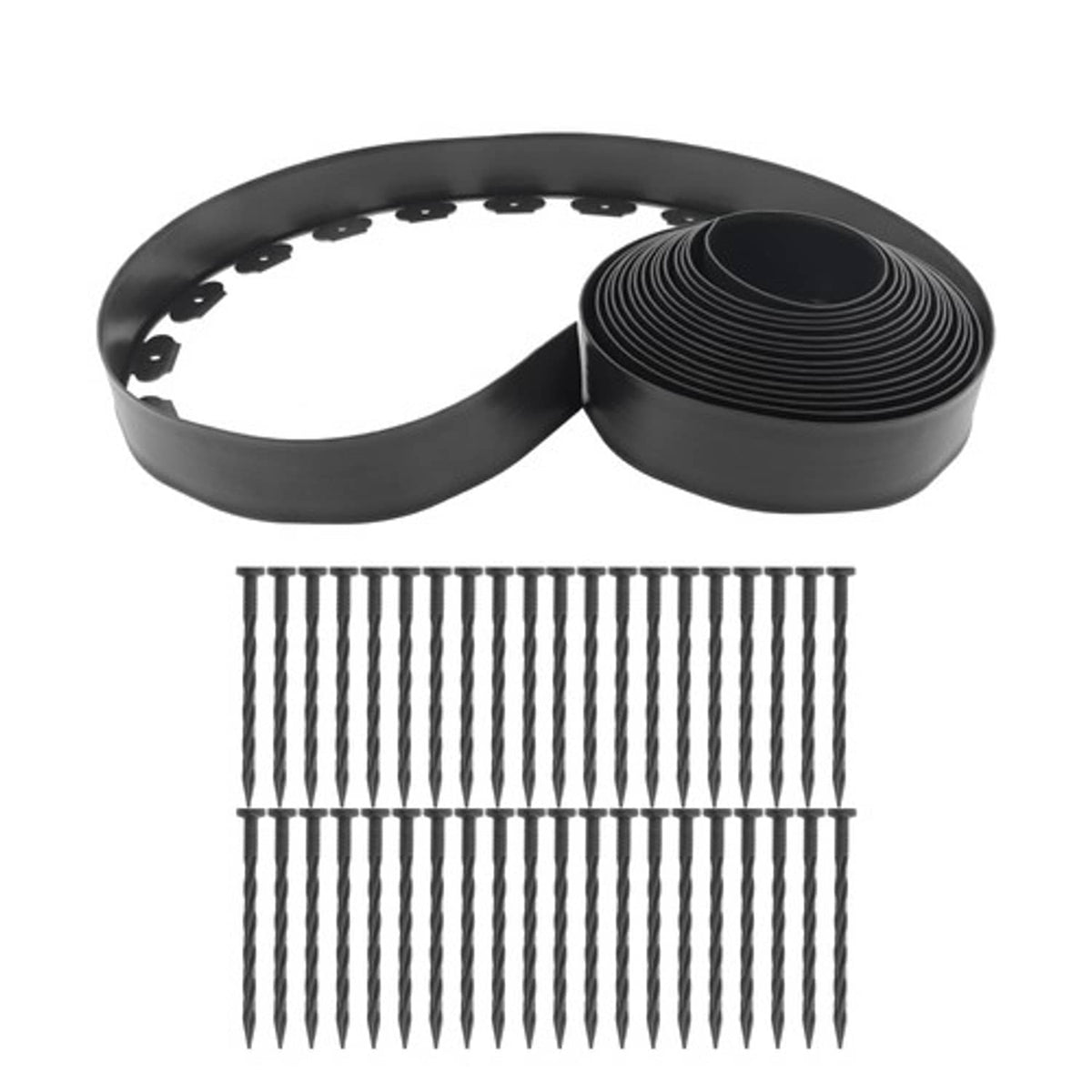 Solid Spare No Dig Lawn Border L-shaped Lawn Garden Edging Kit Plastic With Anchoring Spikes