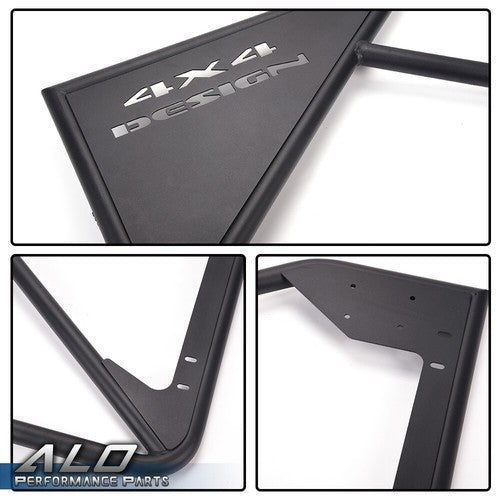 Solid Spare Fit For 2007-2018 Jeep Wrangler JK 4Door Front+Rear Side Iron Tube Doors Black