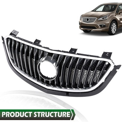 Solid Spare Fit For 2016-2018 Buick Envision Black Front Bumper Upper Grille w/ Chrome Trim