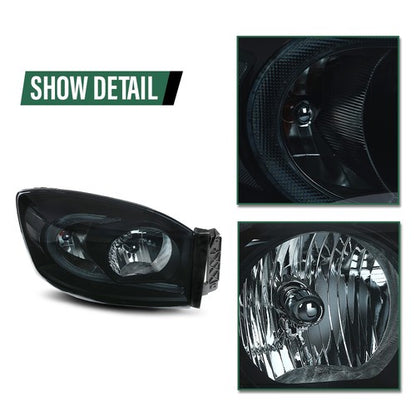 Solid Spare Black/Smoke LED DRL Headlights Headlamps Fit For 06-09 Dodge Ram 1500 2500 3500