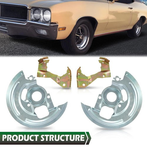 Solid Spare Disc Brake Caliper Brackets + Backing Plates Dust Shields A Body For GM Chevelle