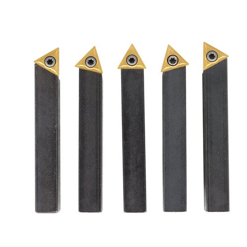 Solid Spare 5-piece 1/2 " lathe indexable carbide insert + turning tool bit holder kit USA