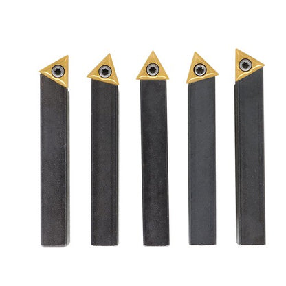 Solid Spare 5-piece 1/2 " lathe indexable carbide insert + turning tool bit holder kit USA