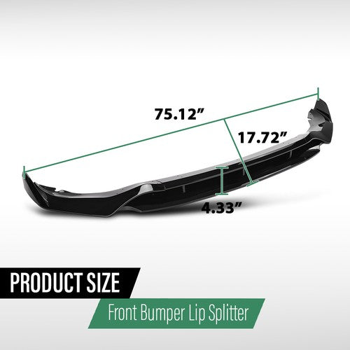 Solid Spare Fit For 19-23 BMW X5 G05 M Sport GT Style Front Bumper Lip Splitter Glossy Black