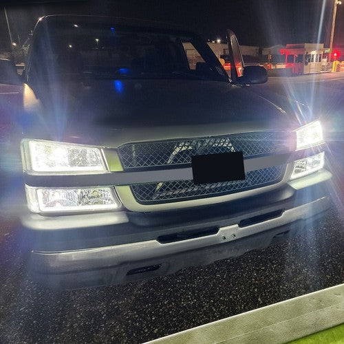 Solid Spare For 2003-2006 07 Chevy Silverado 1500 2500 3500 Headlights+Bumper Light LED DRL