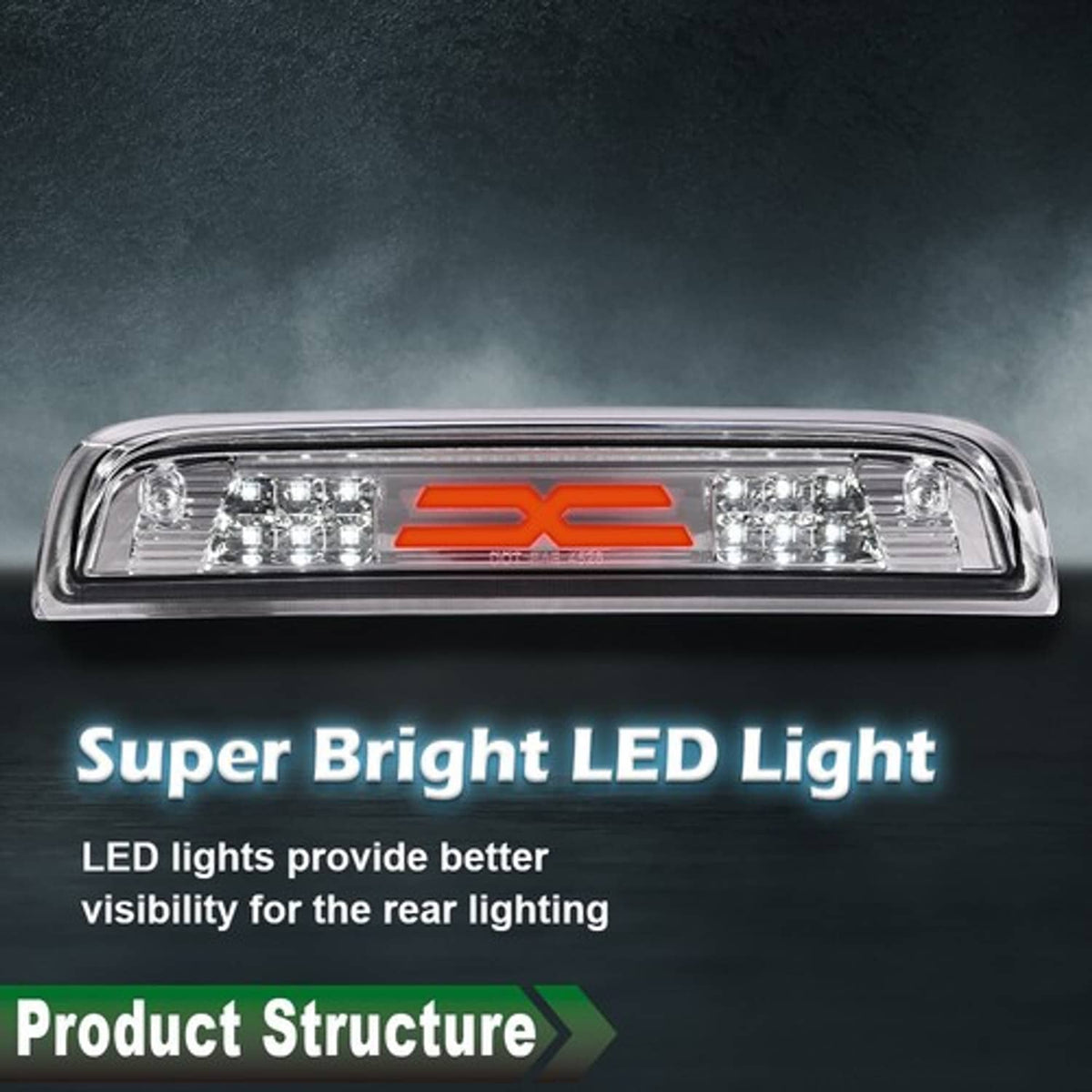 Solid Spare Fit For 14-18 Chevy Silverado GMC Sierra Clear LED Third Brake Light Cargo Lamp