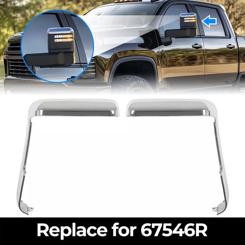 Solid Spare Chrome Top+Side Mirror Cover For 20-24 Chevy Silverado GMC Sierra HD 2500 3500