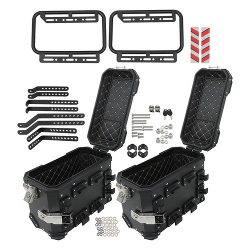 Solid Spare 36L Motorbike Hard Side Saddlebag Box Trunk Tour with Support Racks 2×Side Case