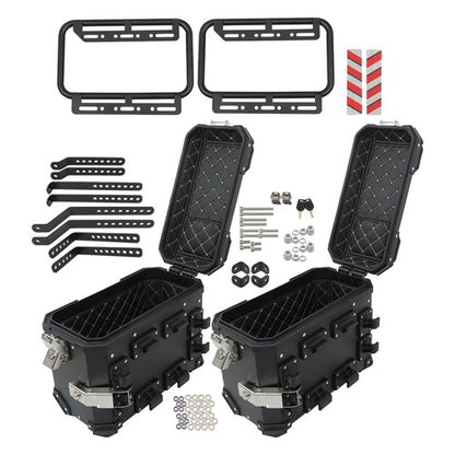 Solid Spare 36L Motorbike Hard Side Saddlebag Box Trunk Tour with Support Racks 2×Side Case
