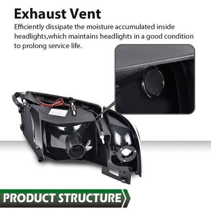 Solid Spare Fit For 94-02 Ram 1500 2500 3500 Black/Clear Corner LED DRL Headlight Headlamps