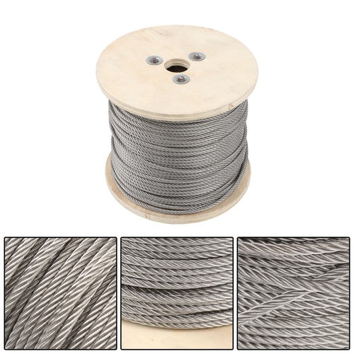 Solid Spare 3/16"x500ft 7x19 T304 Stainless Steel Wire Rope Cable 3700lb Fracture Strength