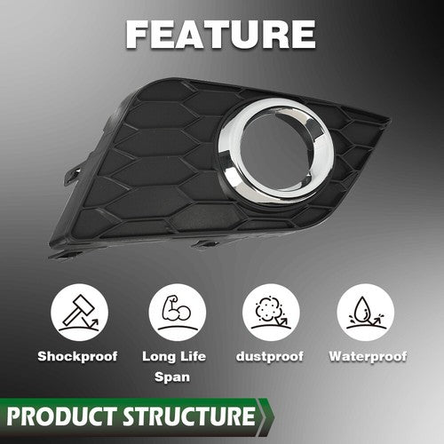 Solid Spare Fit For 16-19 Nissan Sentra Front Bumper Fog Light Bezel Left+Right Side