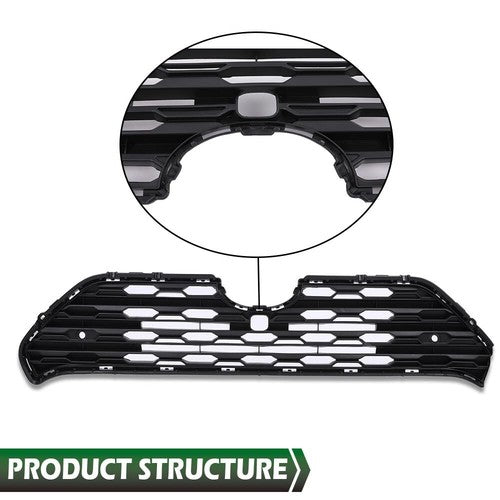 Solid Spare Fit For 2019-2022 Toyota RAV4 Front Center Bumper Grille Grill w/ Radar Holes