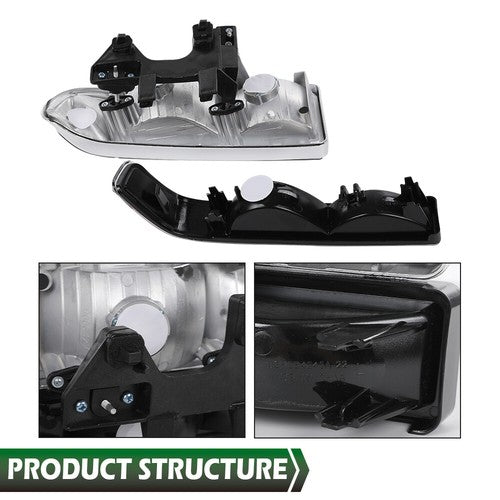 Solid Spare Fit For 98-04 Chevy S10 Blazer Chrome/Clear Corner Headlights Bumper Headlamps