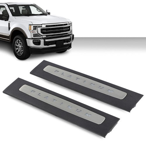 Solid Spare Fit For 17-22 Super Duty Crew Cab LED Illuminated Platinum Door Sill Plate Set